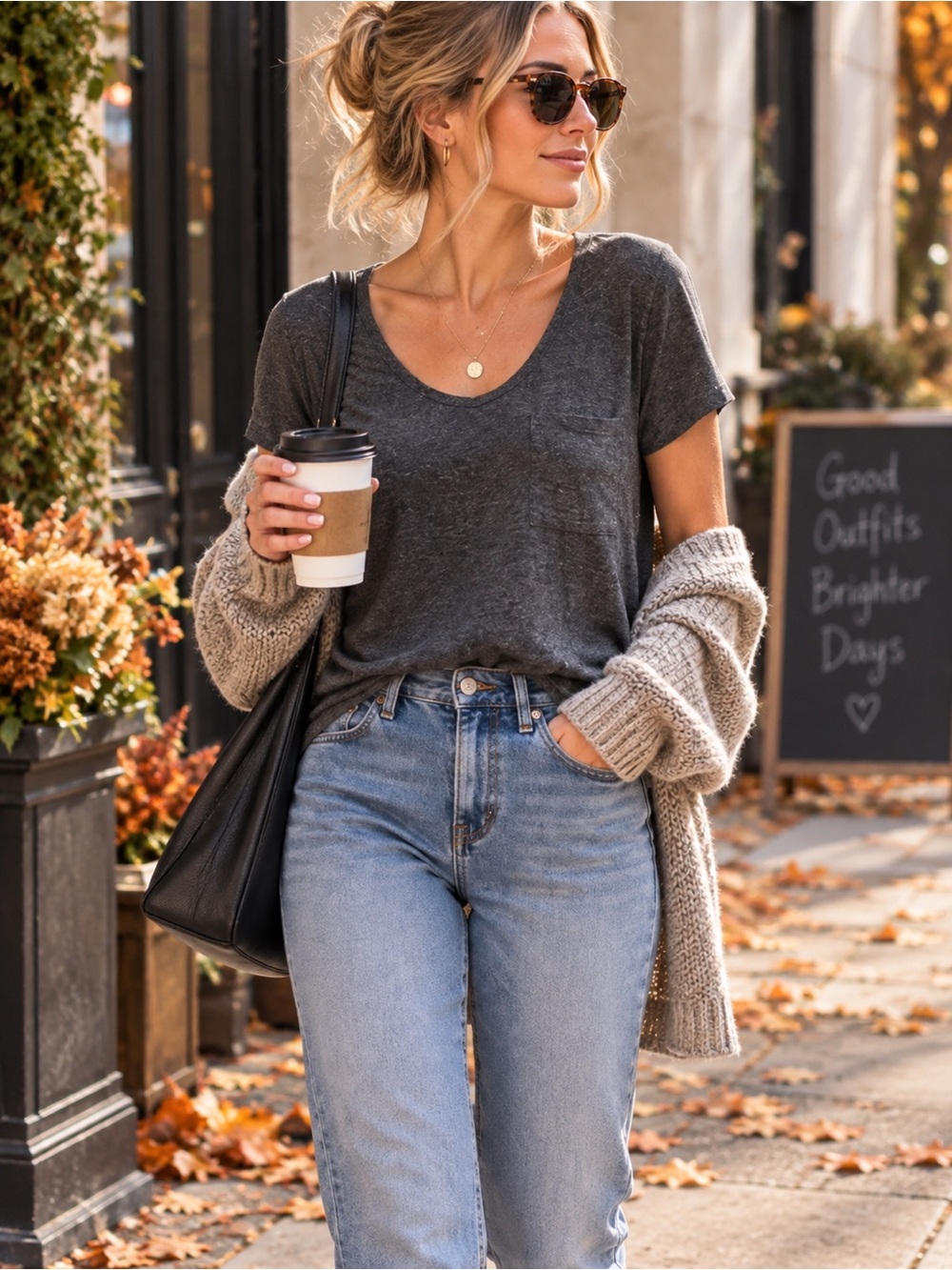 Babaton Aritzia Heather Charcoal Scoop Neck Pocket Tee XS Rayon Stretch